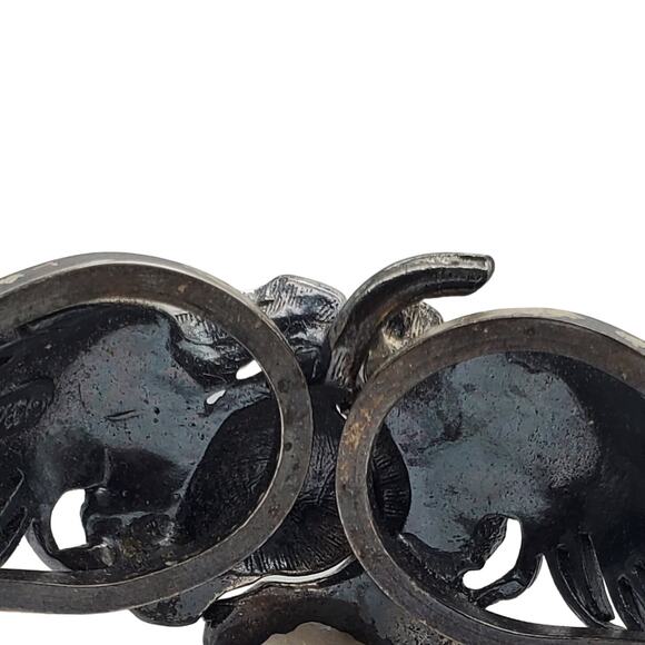 Vintage Botticelli Silver Rose Clamper Bracelet Signed Designer Hinged Statement - Picture 8 of 9